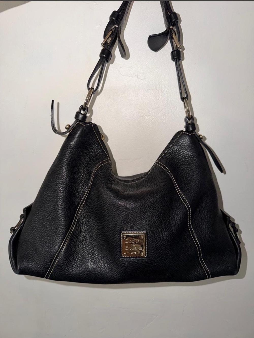 Dooney & Bourke Black Pebbled Leather Hobo Shoulder Bag
